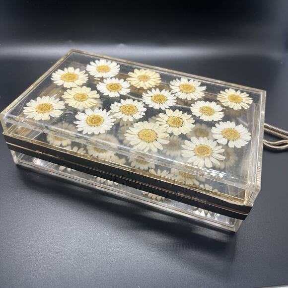 Zara Natural Daisy Acrylic Cross Body Clutch w/ Shoulder Strap - Picture 12 of 12